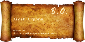 Birik Orgona névjegykártya